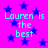 Pixelated text 'Lauren is the best' repeated four times on a bright pink background with scattered blue stars.