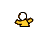 Pixelated character in yellow shirt and blue pants performs sequential actions including arm raising, standing, and walking, with one frame showing "WOAH!" text.