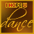 Four square display a golden-brown gradient background with 'IHOPEU' text above stylized yellow script reading 'dance', each showing slight variations in the script's pixelation