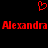 Red pixelated text 'Alexandra Alexandra' with a red heart symbol above on black background.