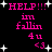 Pixelated pink text and white stars on black background with repeated 'HELP!!! in fallin 4 u <3' phrases across two identical