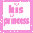 A 2x2 contact sheet of three animated frames showing a pink-themed icon with 'his princess' text and heart symbols on white backgrounds, bordered by pink polka dots.