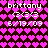 Pixelated icon with pink hearts on dark brown background, displaying repeated text elements including 'brittany', ' ', and '6/19/09' in white