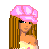 Pixel art contact sheet showing a cartoon character in pink and yellow attire with "BABY GIRL" text, featuring multiple frames of the same figure from different angles on a white background.
