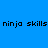 Four quadrants display 'ninja skills' text on solid blue, green, and cyan backgrounds with no visible animation changes.