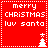 Red pixelated icon with white text 'merry CHRISTMAS luv santa' and a small Christmas tree symbol in the bottom-right corner.