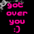 Pixelated pink text and emoticons on black background with gray smoke-like effects, showing sequential animation changes.