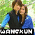 Four distinct pixelated images of people with overlaid text labels, arranged in a