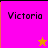 Four square display the name 'Victoria' with a star icon changing color between pink and orange backgrounds