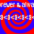 Red and blue spiral patterns with repeated text 'forever & always' and '8<8<8<8<8<8<8<8<' in white pixelated font across four quadrants.