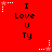 Red background with repeated black text "I Love U Ty" and white star-shaped icons with dotted lines, some stars appear in red or white states.