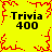 Yellow background with red pixelated border and central starburst, four instances of "Trivia 400" text in black.