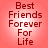 Four identical red text on a pink gradient background, each displaying "Best Friends Forever For Life" in stacked lines