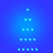 Blue gradient background with four identical vertical of light blue squares arranged in ascending order from one to five squares per