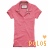 A pink polo shirt with a collar and buttoned placket appears in three variations, each paired with different heart symbols and text colors.
