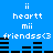 Blue background with white pixelated text and black horizontal bars arranged in two identical , each containing "ii", "heartt", "mii", "friendsss<3" followed by a sequence of black bars