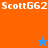 A static image with orange and blue sections displaying 'ScottG62' text, a blue star in the upper section, and an orange star in the lower section.