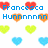 Pixelated image with blue text reading 'Francesco Hunnnnnnn' over red and orange hearts, with green and blue hearts below on white background.
