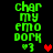 Green pixelated text "char my emo dork" with a heart symbol and smiley face on black background, two identical frames showing red heart animation.
