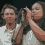 A four- shows a person in a white polo shirt with long dark hair, transitioning from clapping to a neutral pose