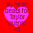 Four identical pink heart-shaped icons with text "My heart beats for Taylor Laubner" and a '<3' symbol on a red background, arranged in a