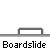 Pixelated character in blue shirt and green pants performs a boardslide trick on gray platforms with repeated 'Boardslide' text below.