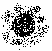 Black and white pixelated circular pattern with scattered dots, transitioning from dense central cluster to sparse outer edges