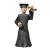 Animated figure in dark academic gown and cap holding rolled diploma with red seal, performing sequential arm movement.