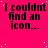 A static image with a bright pink background and scattered white dots, displaying repeated black text "I couldnt find an icon..." in a pixelated font.