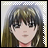 A 48x48 pixel buddy icon featuring a cartoon anime-style character with long brown hair and bangs on the left, paired with "Anime IM" text in white pixelated font on black background on the right.
