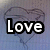 Two heart-shaped outlines with text overlays: 'Love' on the left and 'Kills' on the right, both in white pixelated font against a blue gradient background.