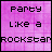 Two side-by-side pixelated text-based icons with "Party Like a Rockstar" text on pink and teal backgrounds, displayed as an animated contact sheet frame.