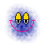 Three pixelated smiley face icons with yellow eyes and pink smiles on blue, purple, and red backgrounds.