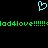 A static pixel art icon with a cyan heart symbol above green text reading 'loddlove!!!!!!!!' on black background.