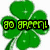 Green four-leaf clover with 'GO GREEN!' text on white background, and separate 'HAPPY ST. PATTY'S DAY' text below.