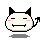 Pixelated devil icon with closed eyes, pink cheeks, and a black tail on gray background; four variations show subtle expression changes.