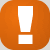 A circular orange icon with a white exclamation mark centered vertically and a white rectangle below it, all on a light gray background.