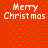 Red background with green dots and four identical 'Merry Christmas' text blocks in white pixelated font.