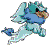 Animated contact sheet of a blue winged creature running in multiple frames with varying transparency and color intensity.