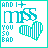 Pixel art icon with teal text and heart symbols on white background, displaying 'AND I+ MISS YOU SO BAD' across four