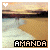 Animated beach sunset scene with a walking figure and text "AMANDA" at the bottom, displayed as a 6-frame contact sheet.