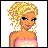 Pixel art contact sheet showing a prom queen character and text in two adjacent frames.