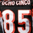 Static pixel art of large white numerals '8' and '5' with red outlines on a dark background, topped by smaller light-colored text.