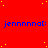 Red background with scattered yellow dots and repeated blue text 'jennnnal:' across the image, with a gray rectangle in the bottom-right corner.