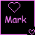Pixelated pink heart icons with partial text variations on black backgrounds, arranged in a