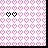 A static pixel art image featuring two black heart-shaped icons with white centers on a pink and gray checkered background.