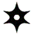 Six-pointed star-shaped icon with black fill and multicolored pixelated edges on white background.