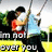 Pixelated image of two figures in a golfing scene with overlaid text reading 'I'm not over you' on yellow and green background.