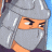 Pixelated cartoon character with gray hood and mask on left, green text logo on dark green background on right.