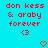 Red pixelated text on cyan background reads 'don kess & araby forever <3' with three heart symbols below.